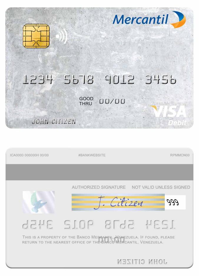 Venezuela Banco Mercantil visa debit card
